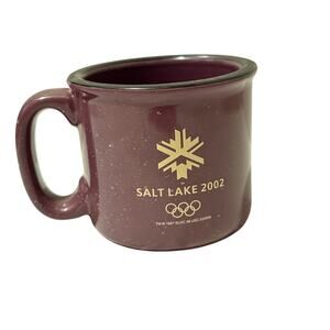 Salt Lake 2002 Olympic Games Speckled Purple Campfire Mug Cup Black Rim